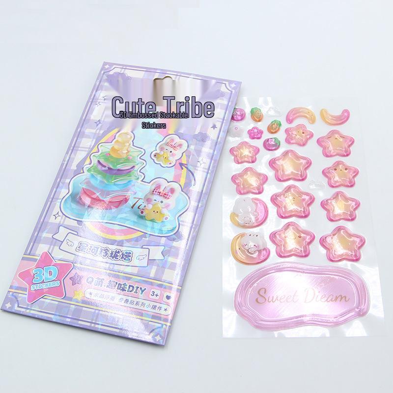 Creative 3D Cartoon Embossed Stackable Stickers – Cute, Fun, and Adorable Children s Ornaments