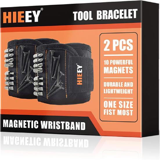 HIEEY 2 Pieces Magnetic Wristband for Holding Screws, Gifts for Men, Tool Belt Magnetic Wristband for Holding Screws, Cool Gadgets Christmas Gifts