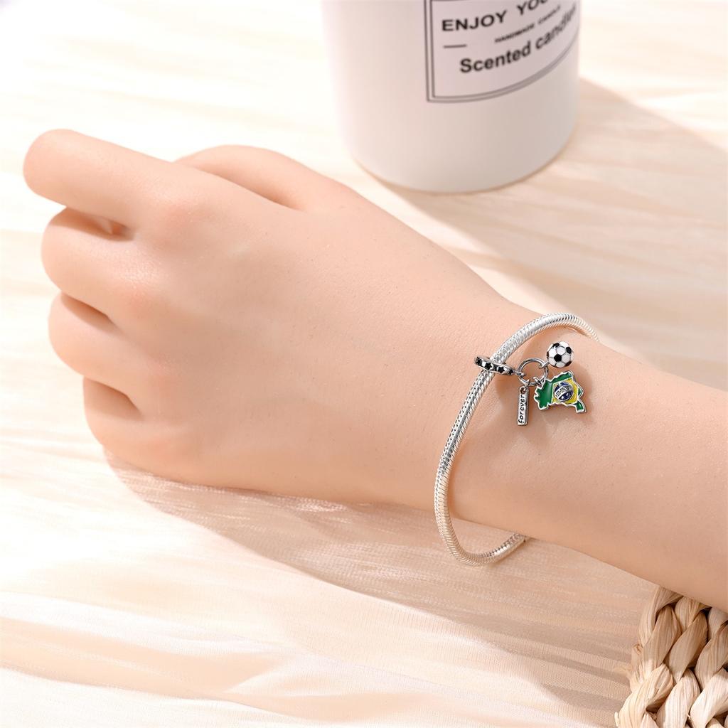 2026 Pendant Charm World Cup Football Sports Charm Beads DIY Jewelry Bracelet Accessories 925 Silver