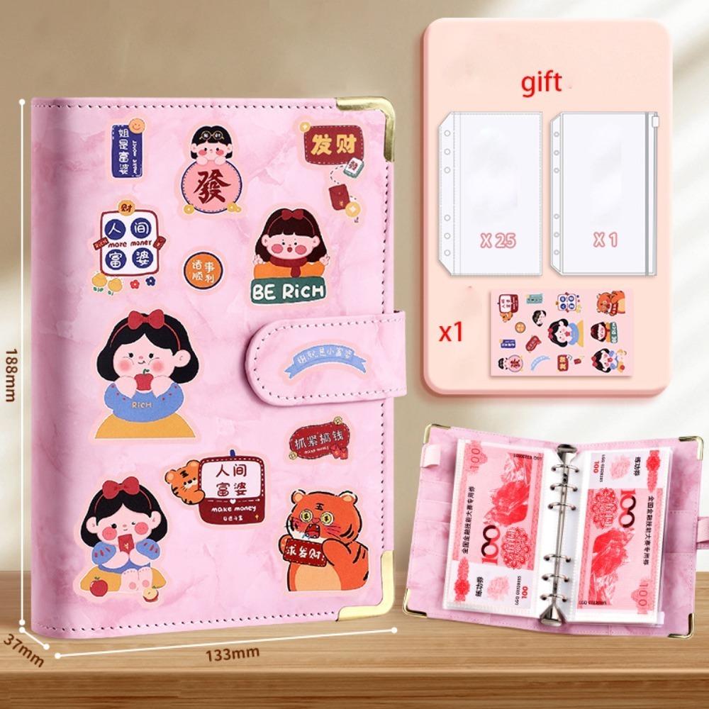 Save Money Envelopes Money Saving Challeng PU Waterproof Mini Binder Savings Challenge Reusable Large Capacity