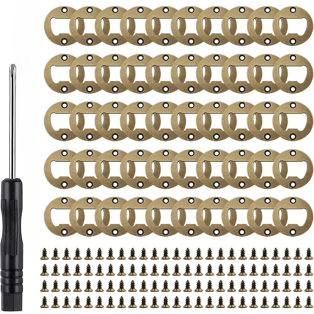 Classic Bottle Opener Set With Steel Tabs And Screwdriver For Home Bar Use