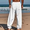Four Seasons Thin Section Beach Casual Lace-up New Men's Cotton Linen Drawstring Straight Trousers Male