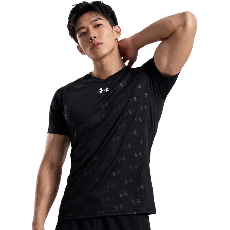 Under Armour Κοντομάνικη Αθλητική Προπόνηση Τρέξιμο Γρήγορη Στεγνότητα Άνετη Γραμμή Μπλουζάκι με Εκτύπωση Unisex Τοπ Μαύρο 21500531-001