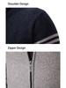 2024 Men's Fleece-Lined Color Block Cardigan Sweater for Autumn/Winter