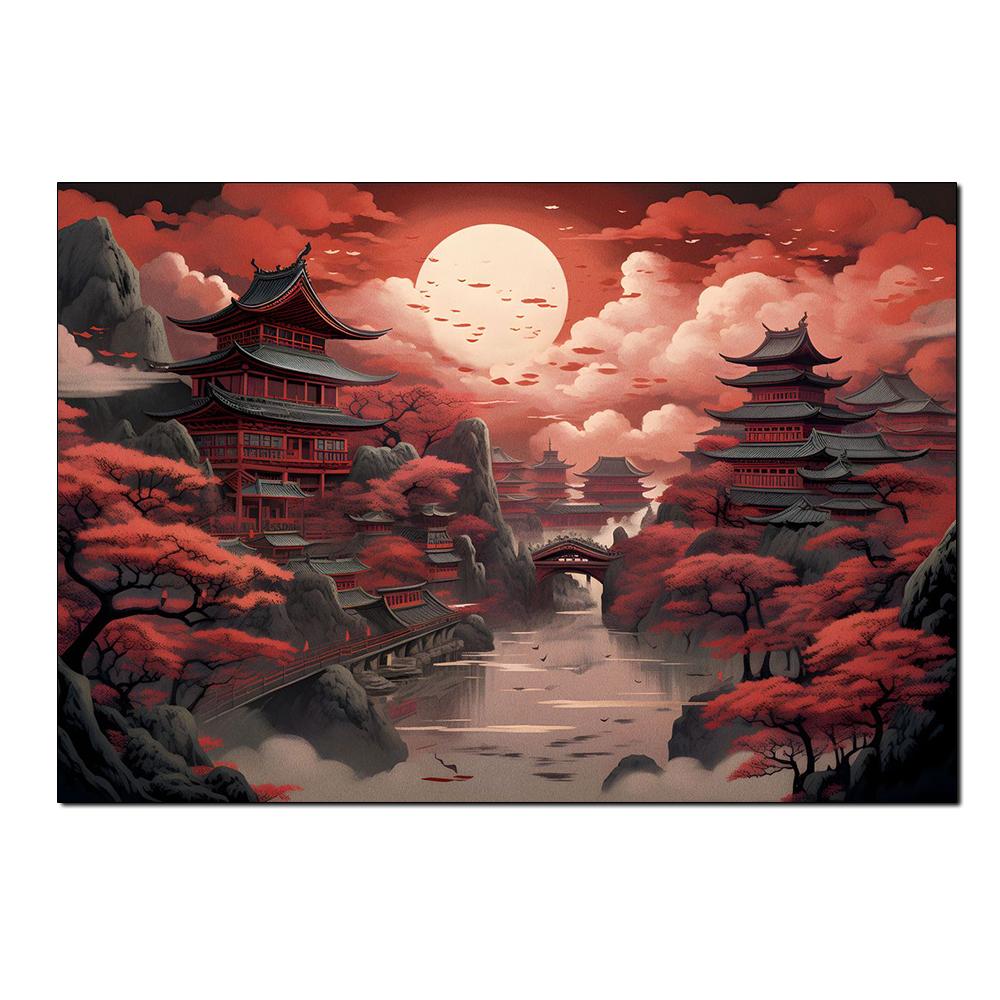 

Японский Пейзаж Плакат Холст Картина Печать Настенная Картина Бар Кафе Винтаж Домашний Декор Комнаты Эстетическая Роспись Подарок Безрамное 30x40cm No Framed