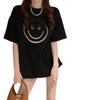Women's Smiley Face Print Loose Short Sleeve Round Neck T-shirt - Casual Spring/Summer Top