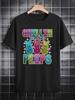 Casual Crew Neck T-shirt - "Chillin' with My Peeps" Easter-Themed Graphic Tee