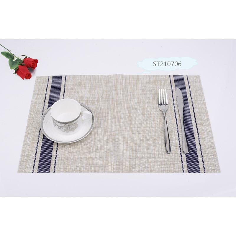 Pvc Placemat Linen Stripes Non-slip Easy To Clean Woven Insulation Mat Coaster Tablecloth Table Runner Insulation Tableware