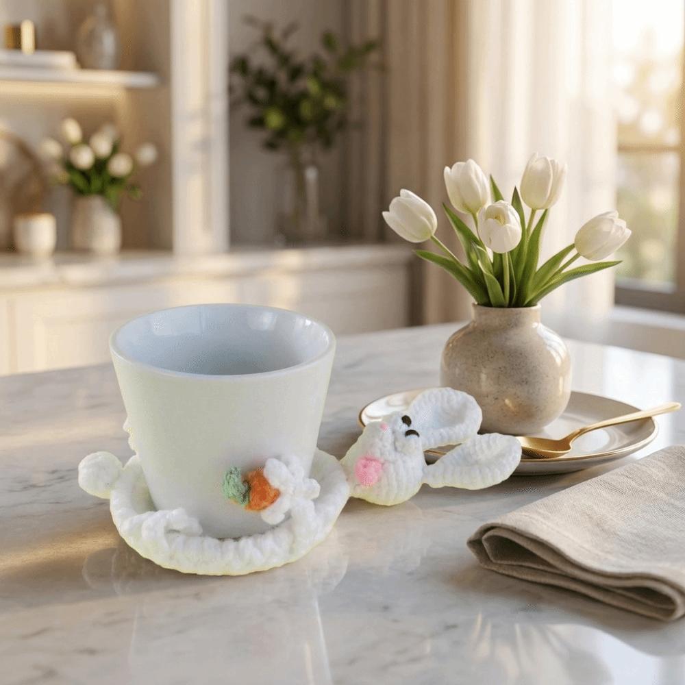 Cartoon Crochet Animal Coaster Funny Handmade Coaster Creative Knitted Cup Mat Table Protector