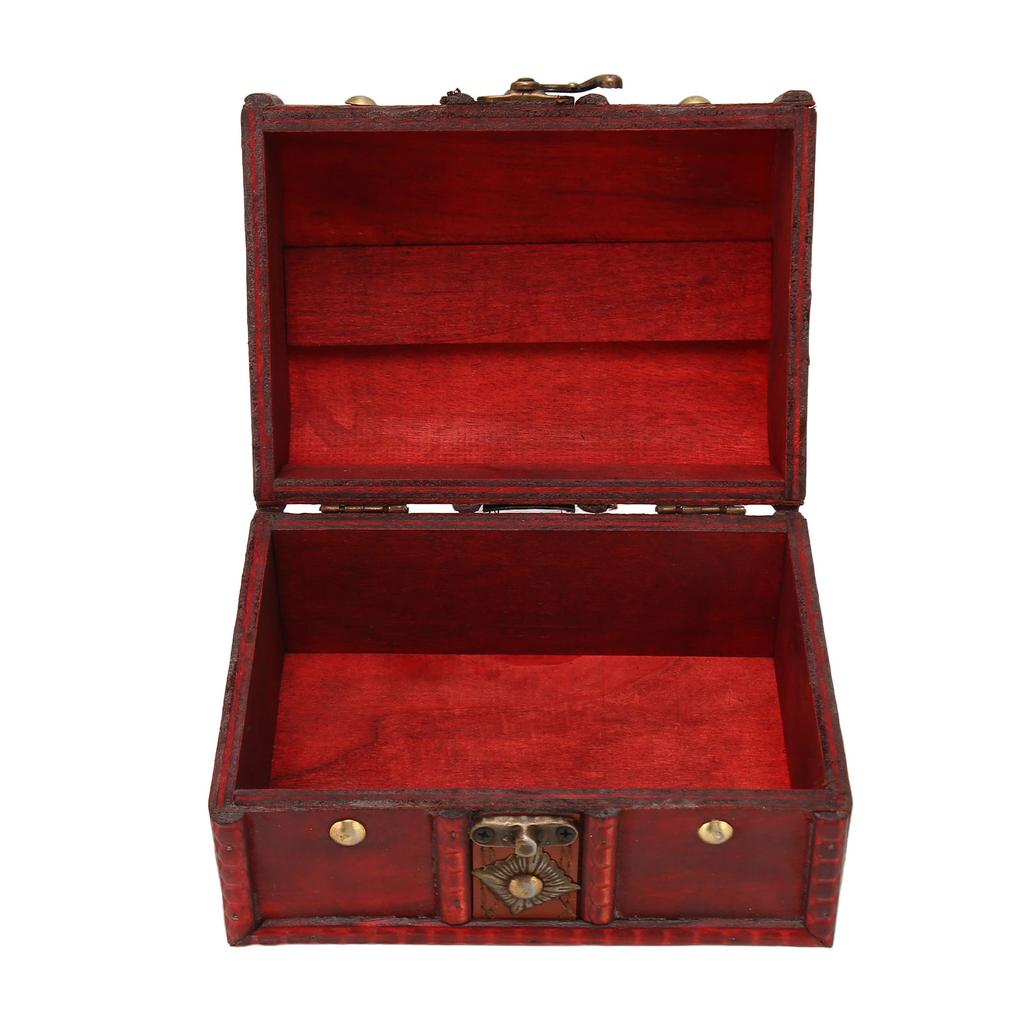 Wooden Storage Box Flip Open Type Vintage Jewelry Organize Case for Earring Coins L Size