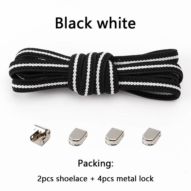 1 Pair Flat Shoe Laces For Sneakers Elastic Shoelaces Without Ties Press The Metal Lock Lazy Shoes Lace Rubber Band Accessories