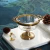 Brass Glass Fruit Plate European Retro High Foot Plate Ice Cream Dessert Plate Jewelry Plate Home Kitchen Decoration Tableware