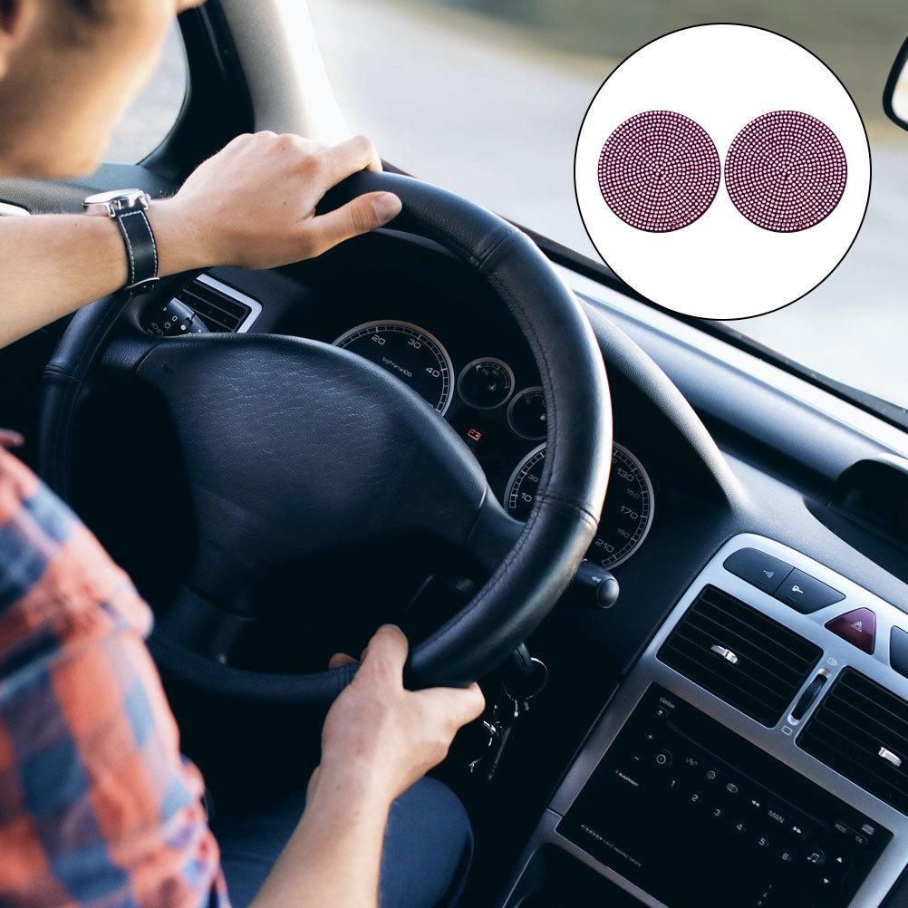 2 Peças Porta-Copos para Carro PVC Antiderrapante Almofadas para Porta-Copos de Carro Porta-Copos para Veículos com Strass de Cristal para Carros Acessórios Brilhantes da Moda