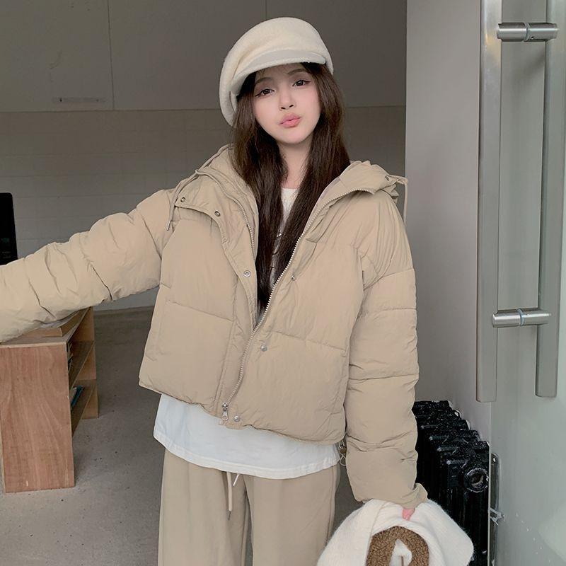 Casual Hooded Short Down Jacket for Women Korean Style Loose Bread Coat Cotton Jacket Winter Coat