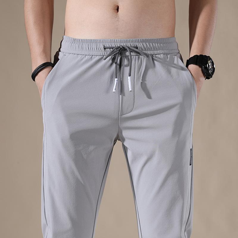 Ice-Silk Trousers for Men Loose-Fit, Breathable Straight-Leg Casual Trousers Lightweight Quick-Dry Long Trousers Stretch Men's Sports Trousers