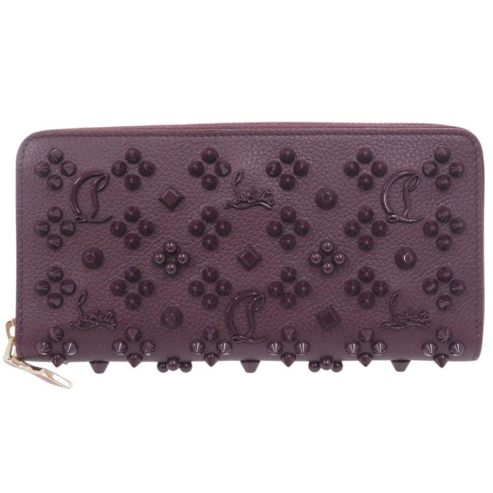 Used AUTHENTIC Christian Louboutin 3175224 Panettone studs long wallet purple Leather