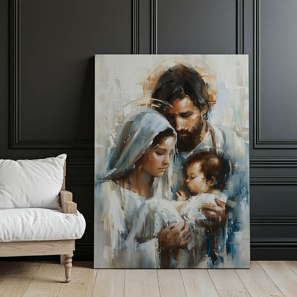Holy Family - Miracle of Christmas Holy Family - Miracle of Christmas, 50X70 Cm, Wooden Frame Light Oak, Matte Paper 230 Gsm