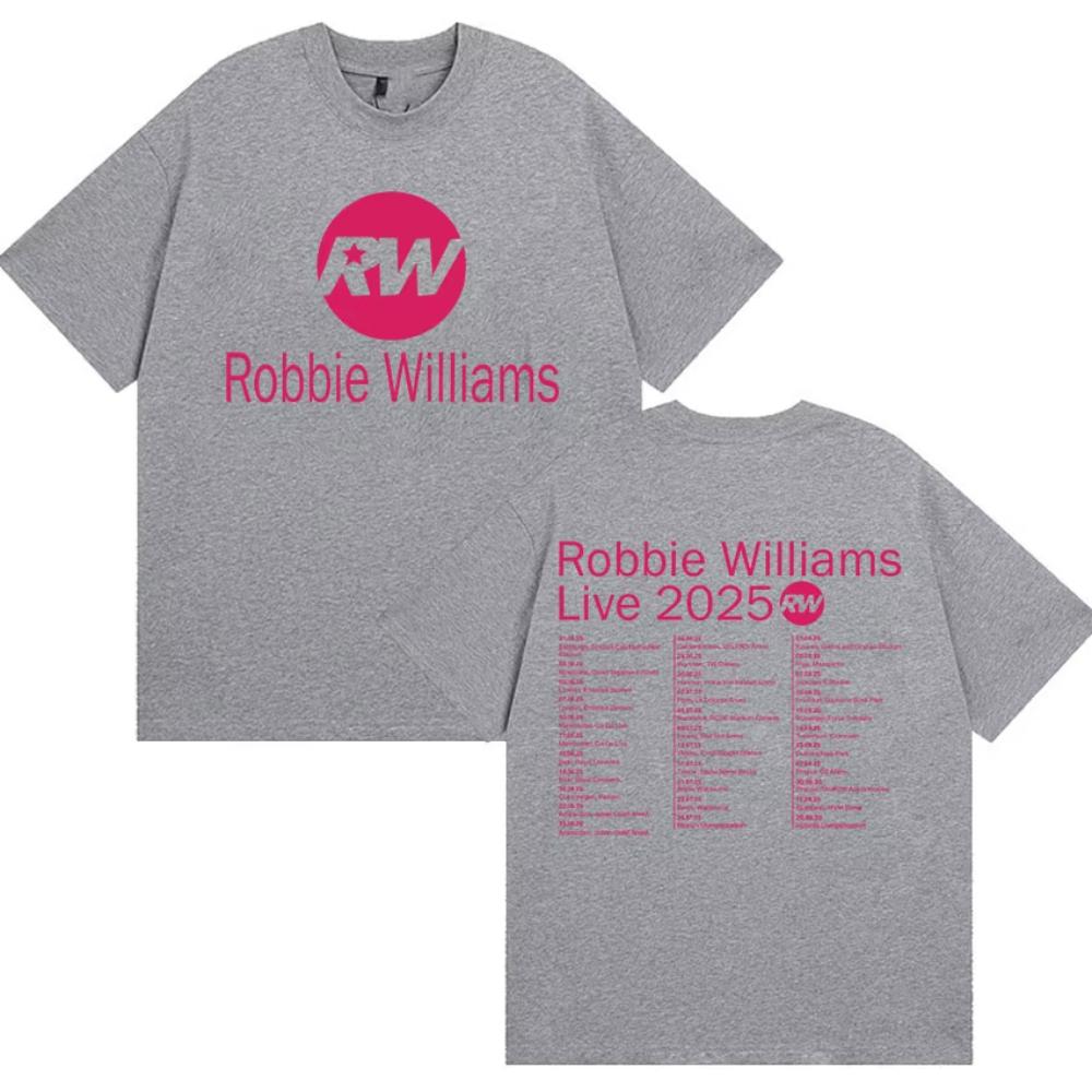 Robbie Williams Live Pw Tour 2025 T-Shirt Herren Damen Lässig Gemütlich Baumwolle Kurzarm T-Shirts Harajuku Mode Vintage T-Shirts