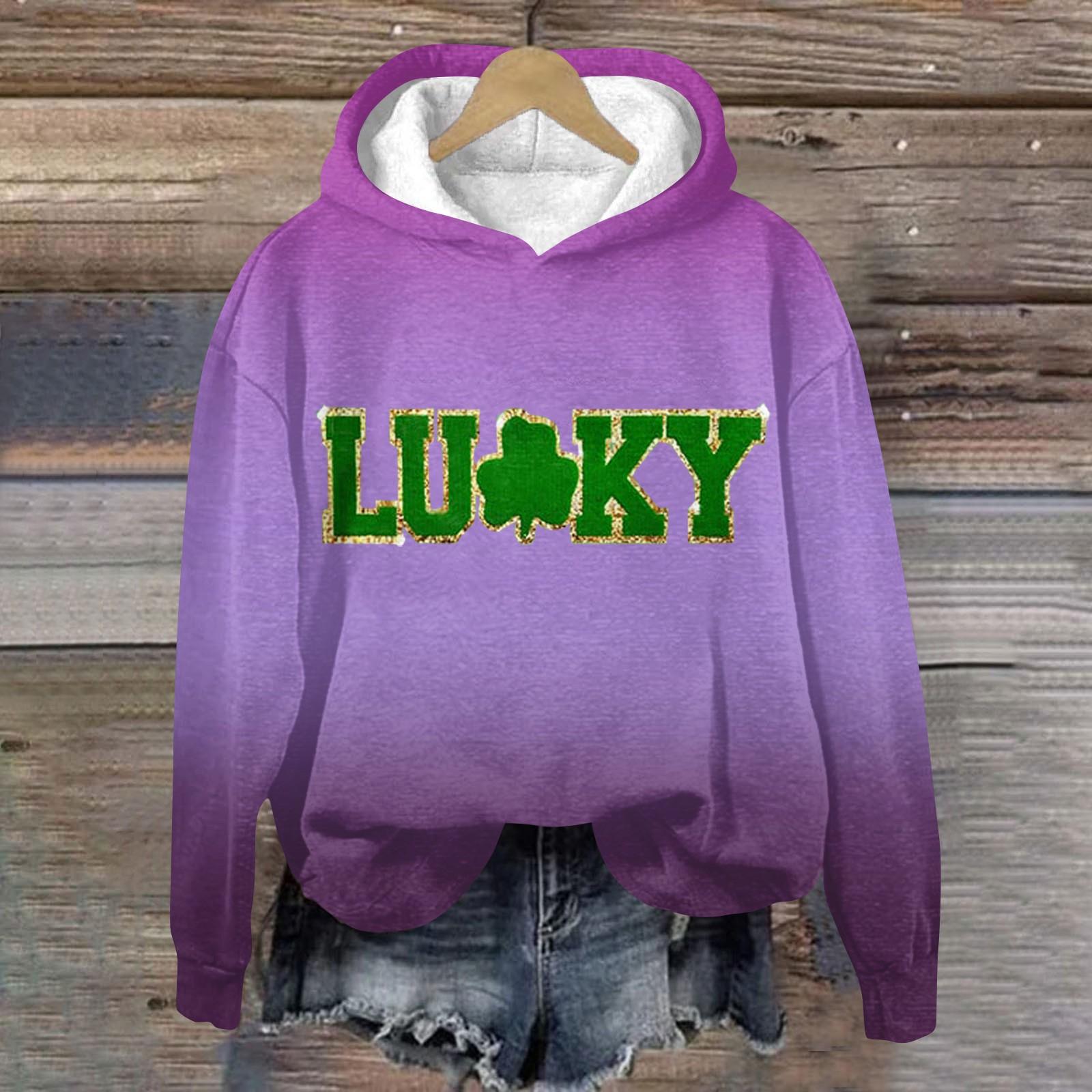 

Женская модная повседневная кофта с длинными рукавами и капюшоном. Толстовка с принтом ко Дню Святого Патрика S