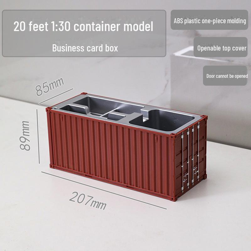 20ft Container Model Pen Holder & Business Card Box with Customizable Patterns/Text - Plastic Ornament
