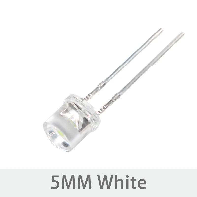 50 buc. LED-uri plată diodă 5MM roșu, galben albastru, alb, lampă cu LED, lumini Diod F5, lampă cu LED transparentă, diodă super luminoasă