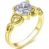 18K Rose gold Plated Love Heart Cubic Zirconia Promise Halo Engagement Promise Eternity Valentine's Day Ring for Women Size 6-10