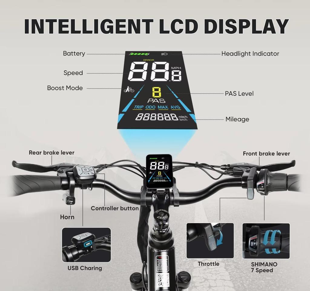New electric bicycle SAMEBIKE RS-A01 Pro-T 36V15AH detachable battery electric bicycle 26 inch tire electric bicycle