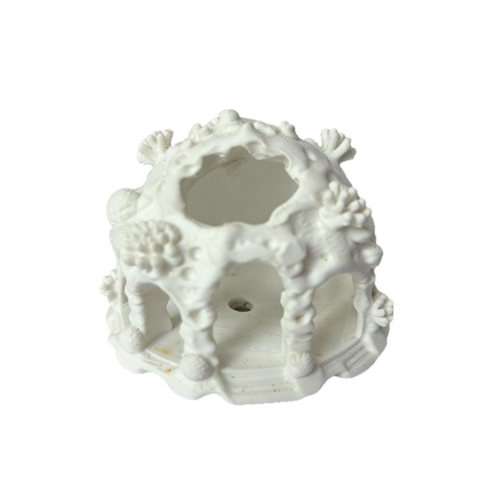Plastic Coral Shelter House Textured Design Aquarium Hiding House Landscape Accessories белый