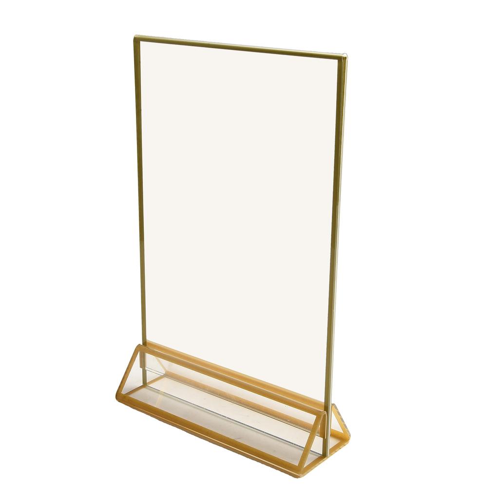 T-shaped Display Stand With Gold Borders 10*15cm/13*18cm/15*21cm Acrylic Double-sided Sign Vertical/horizontal