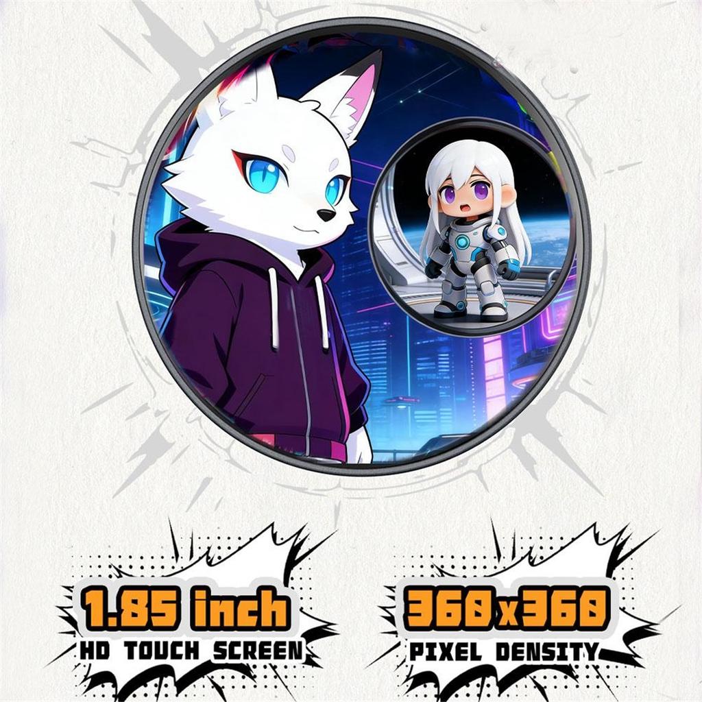 Dynamic Electronic Badge Anime Merchandise Digital Display Badge with Touch Control for Uploading Photos GIFs and Videos