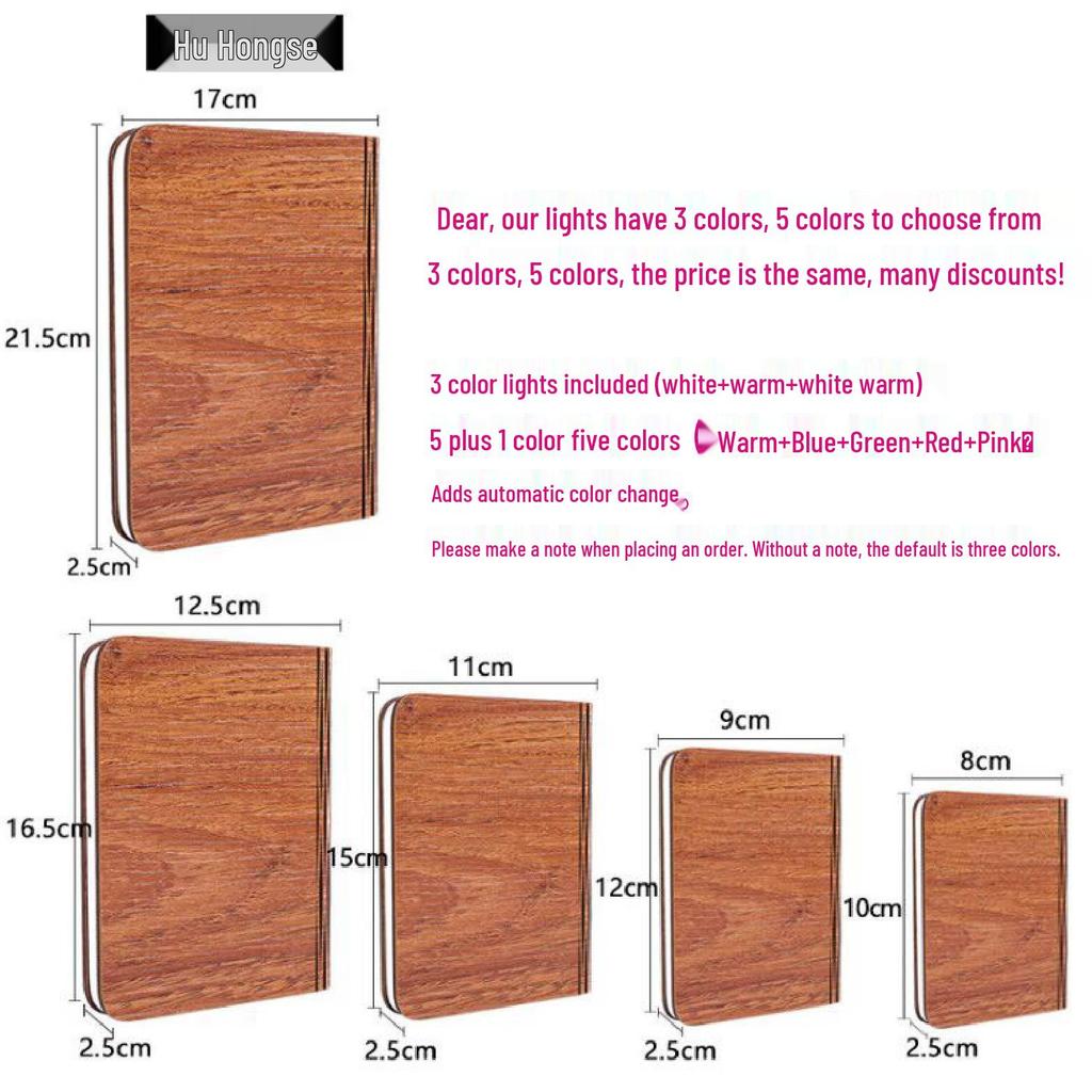 Engraved LED Wooden Book Lamp with Eye-Protecting Bluetooth Night Light