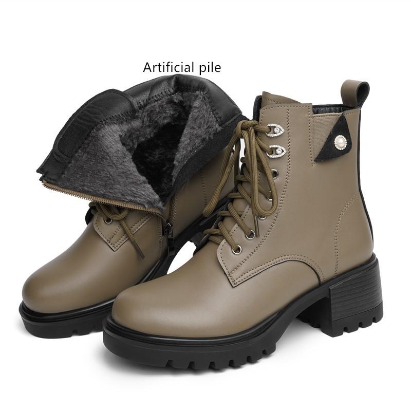 Fashion AIYUQI Ankle Boots Women Winter 2024 New Genuine Leather Natural Wool Warm Mom Boots Non-slip Large Size Women Snow Boots