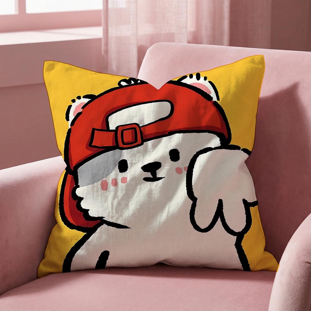 Sticker cute bear stickers Cushion Cover MultiScene Pillow Cover for Home Car Reversible Soft Durable for Daily Use