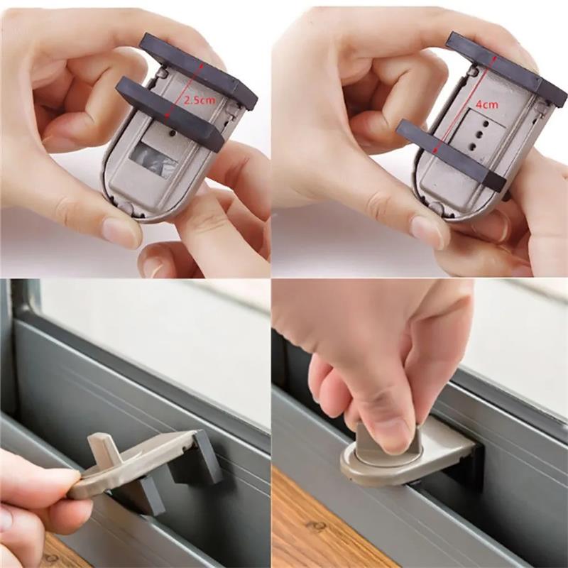 4PCS Sliding Window Lock Sash Stopper Cabinet Locks Straps Door Restrictor Baby Kids Child Safety Anti-Theft Home Security