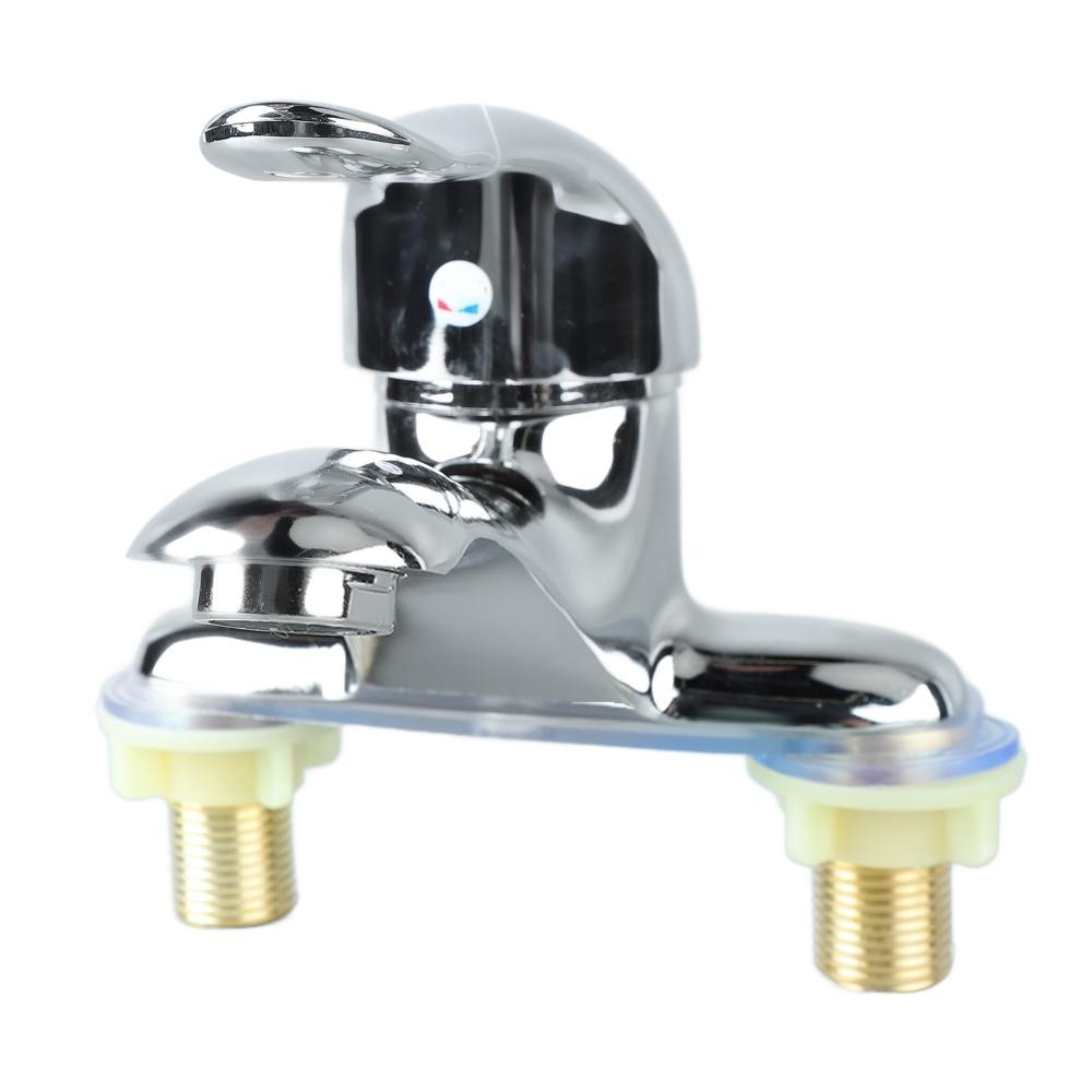 Durable Alloy Sink Faucet 2 Hole Hot Cold Water Mixer Tap Single Handle Deck Mounted Faucet Hotel