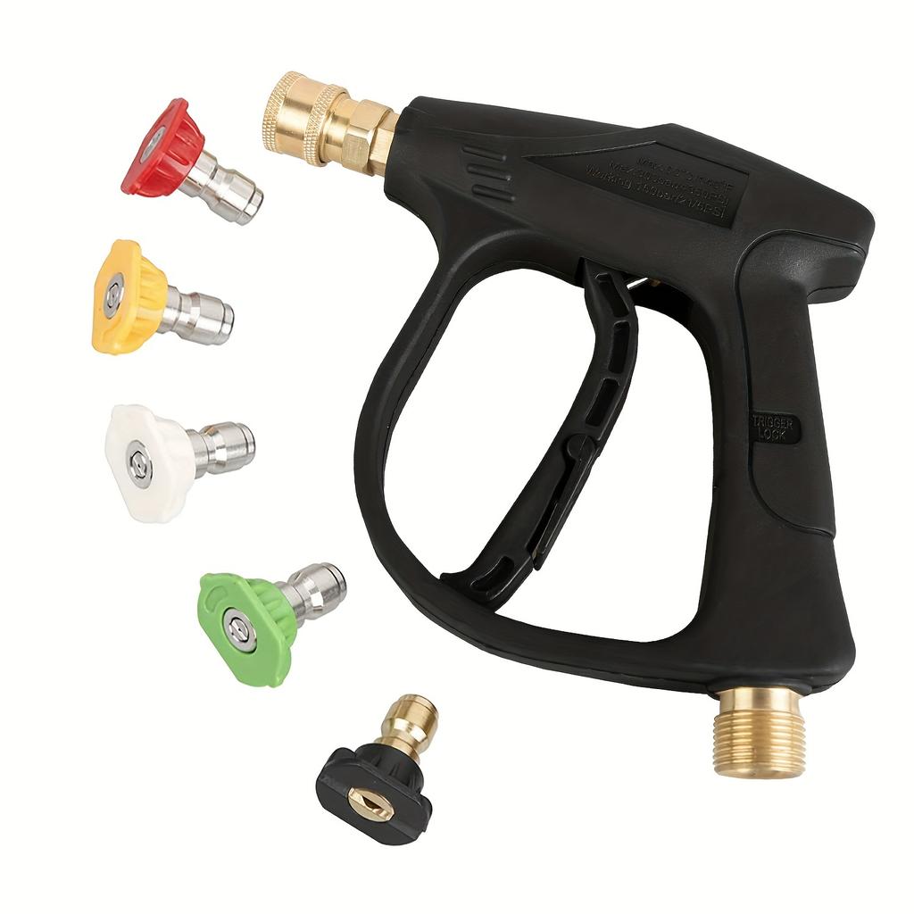 Car High Pressure Water Gun Car Washer 14mm M22 Socket 1/4" Quick Release Snow Foam Gun with 5pcs Soap Spray Nozzles