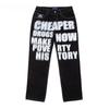 GLYDE Y2k Jeans Hip Hop Letter Printed Black Pants Men Women New Trend Fashion Punk Loose Straight Wide Leg Trousers Streetwear