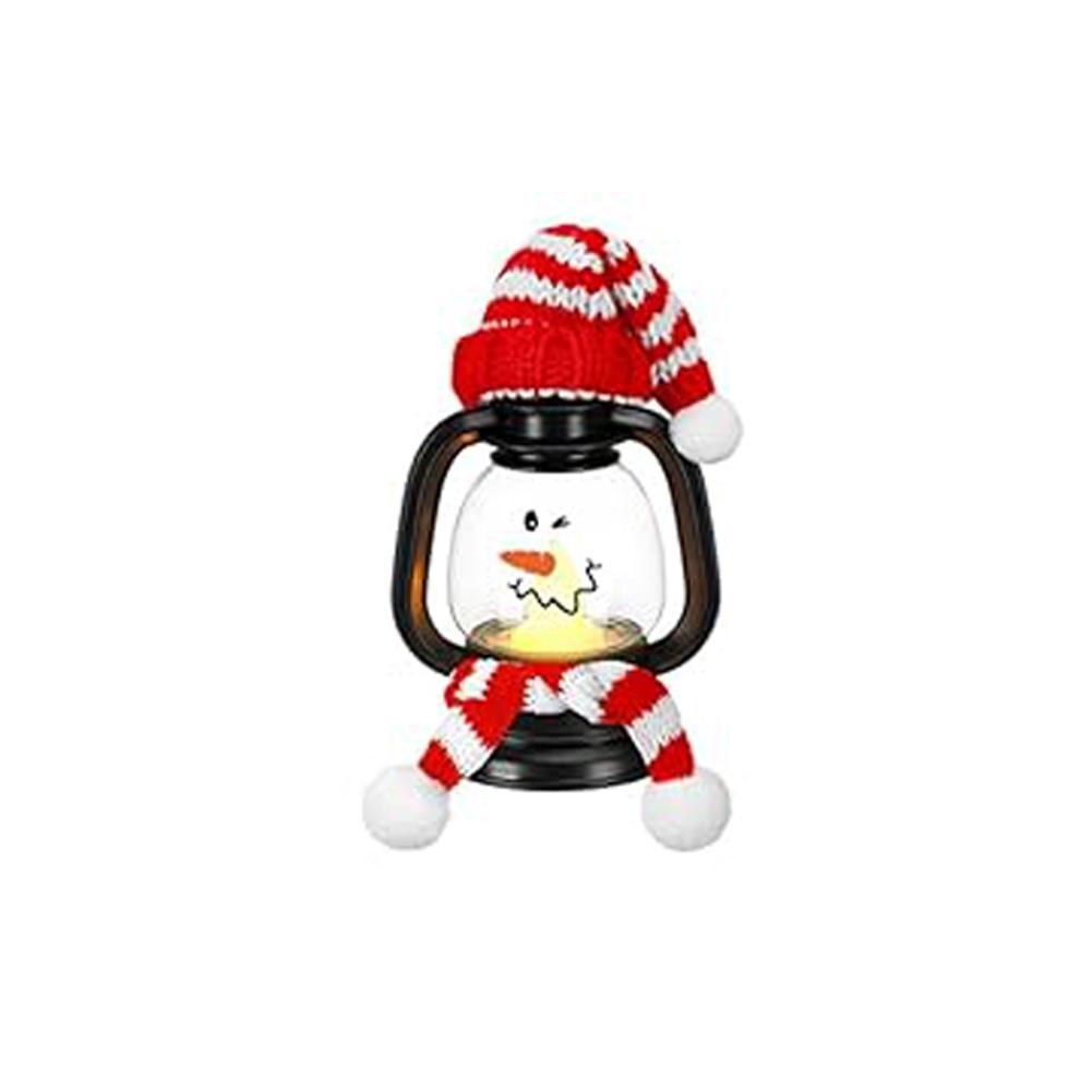 Retro Small Oil Lamp Halloween LED Snowman Lantern Light 12 Expressions With Hat Scarf Holiday Party Home Festive Decoration