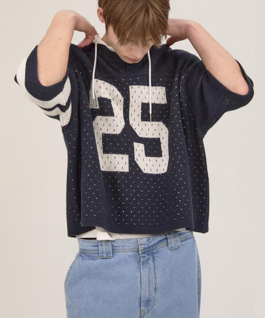 NOHANT 25 Jacquard Short Sleeve Knit Navy