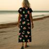 Summer Dress Women's Long Boho Beach Dress Elegant Maxi Dress V-Neck Short Sleeve Summer Tunic Dress Light Airy