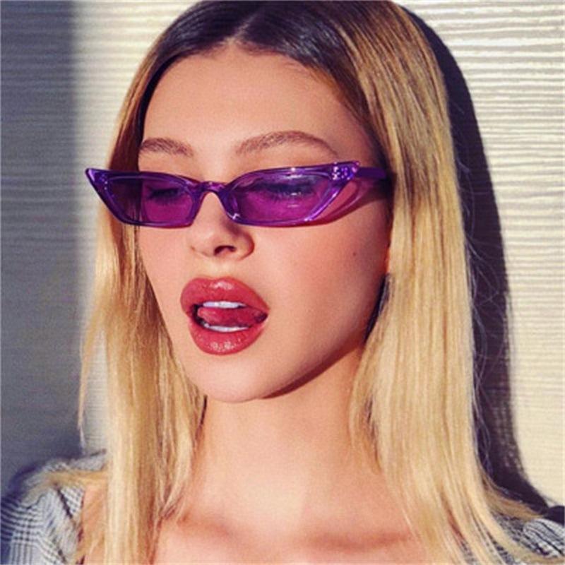 Fashion Sunglasses Woman Brand Designer Vintage Retro Triangular Cat Eye Glasses  Transparent Ocean UV400