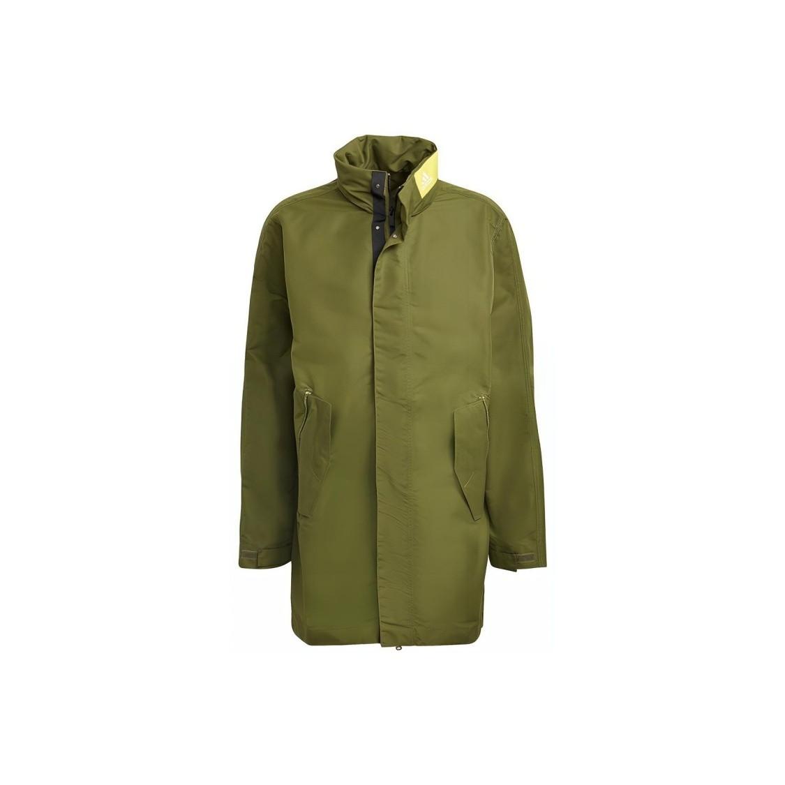 

adidas Sports Casual Mid-Length Stand Collar Jacket for Men, Military Green GM5761 L