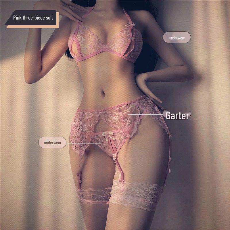 Dámské bikiny thong s šněrováním, T-back a otevřeným rozkrokem