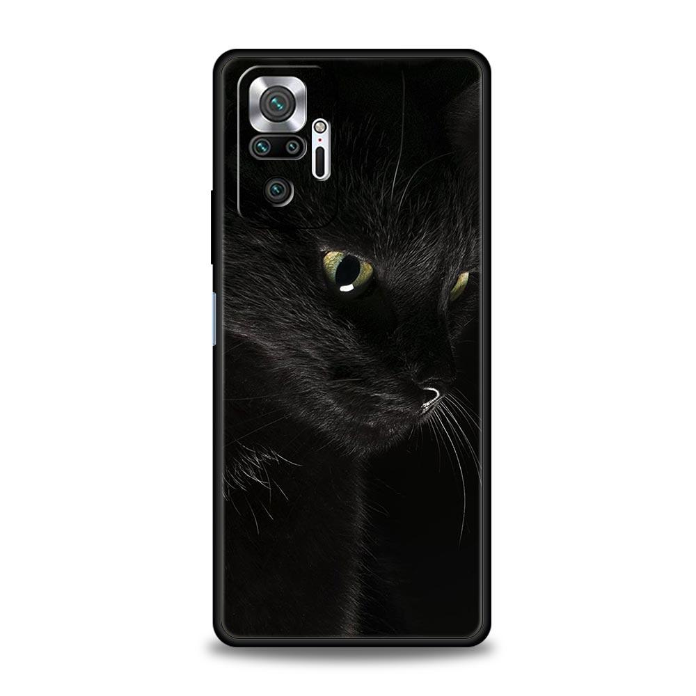 Schwarze Katze Starrendes Auge Handyhülle Für Xiaomi Redmi Note 12 5G 11 10 Pro Plus 9S 9 8 7 9T 8T 10C 9C 9A 5G K50 Gaming Weiche Hülle