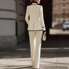 Damen Slim Fit Hosenanzug Langarm-Blazer mit Weitbein-Hose Colorblock Arbeitskleidung Set