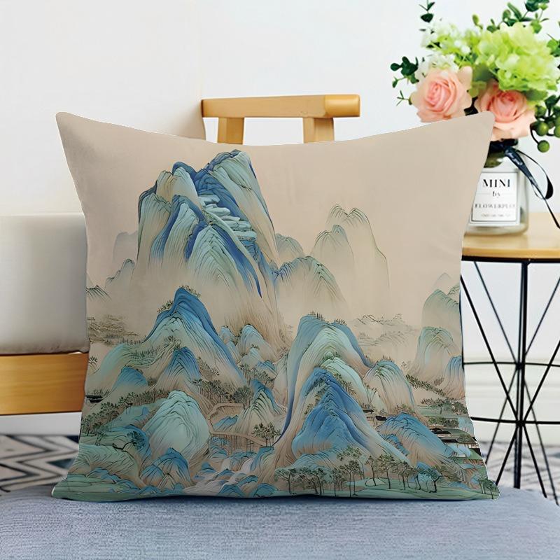 

Наволочка с принтом «Тысяча миль рек и гор» для спальни, гостиной, квадратная подушка, наволочка 45x45cm