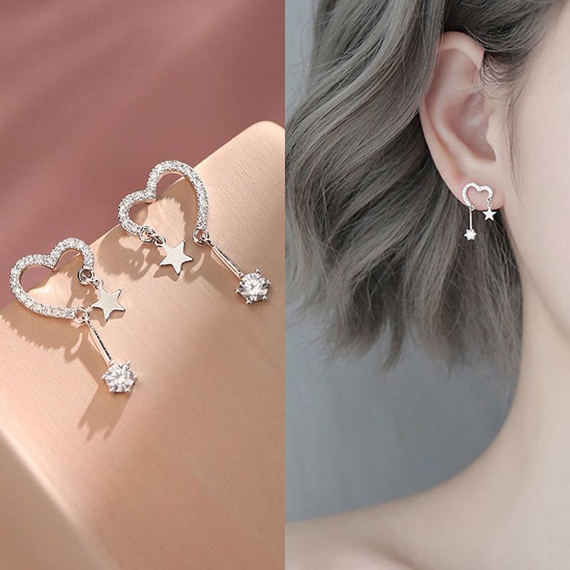 1 Pair European And American Heart Star Earrings For Women Exquisite Personality Tassel Party Earrings Jewelry Gift