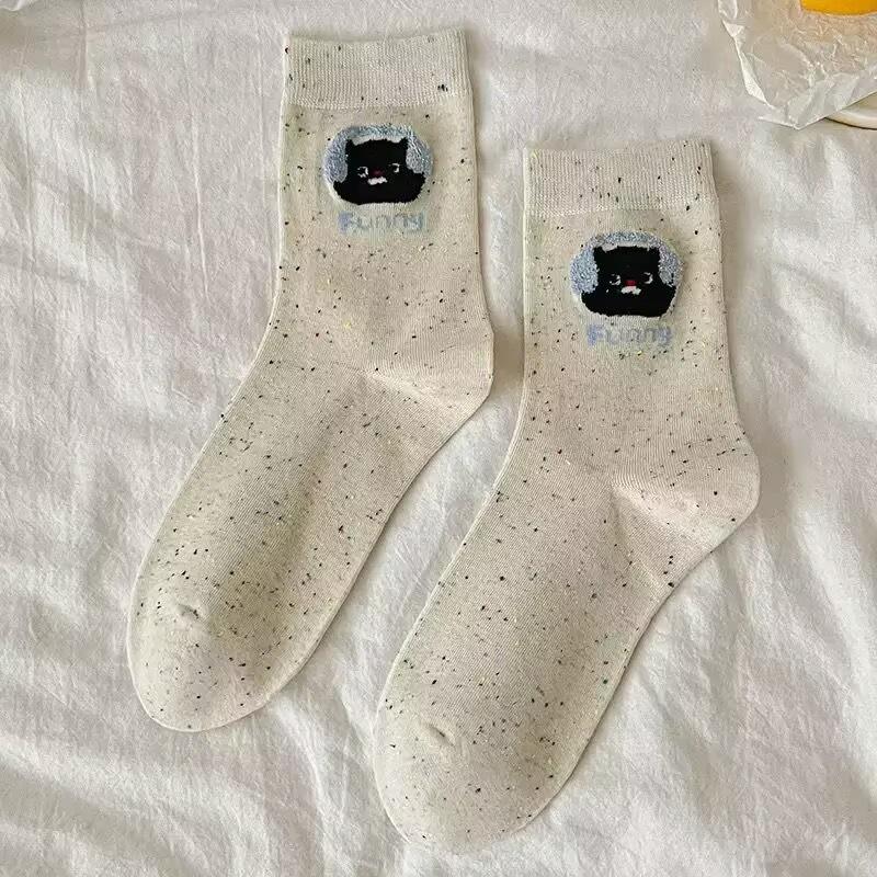 Socks Sweet Socks Dopamine Socks Girl Style School Style Colorful Cartoon Cute and Versatile Polka Dot Yarn Mid-calf Socks for Girls