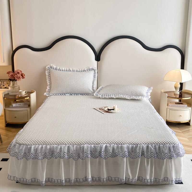 

Комплект из трех предметов для коврика Bingdoudou, летняя прохлада, простыня на резинке, стираемая в стиральной машине, складной мягкий коврик, постельное белье для студенческого общежития 150x200CM