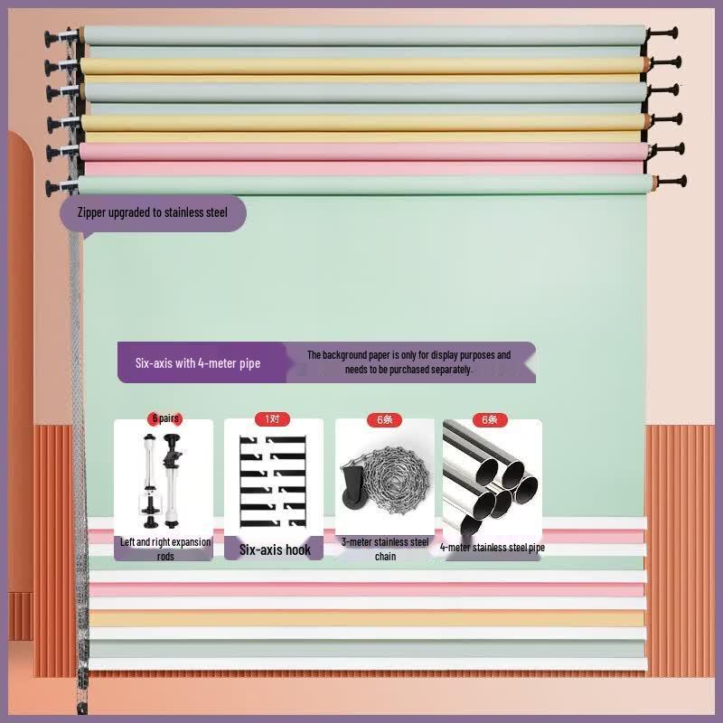 Manual Photography Background System with 6-Axis 4-Meter Tube